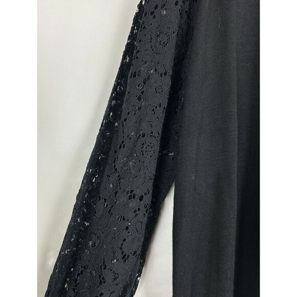 Liz Claiborne Womens Black Knit Sweater With Lace Sleeves & Tie Neck XXL-NWT - Picture 8 of 11